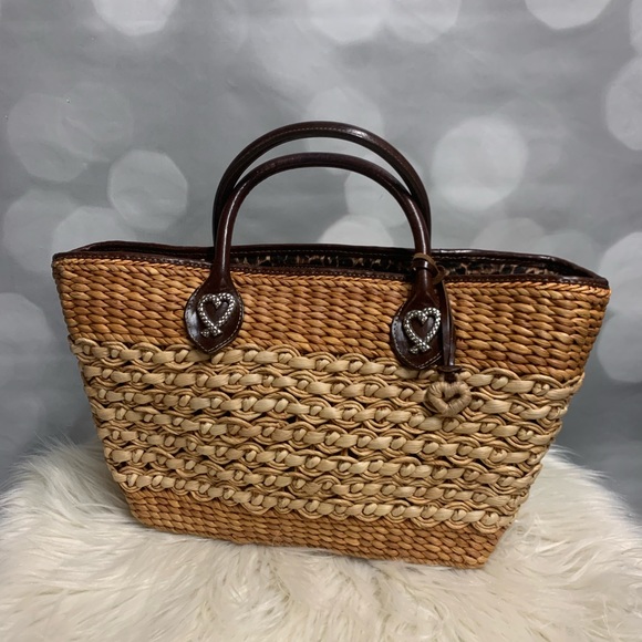 Brighton Handbags - EUC Brighton straw and animal print bag with dust cover